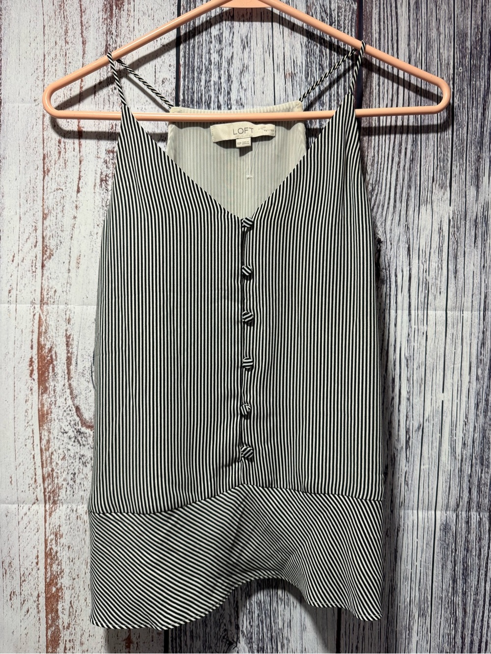 LOFT Black and White Striped Spaghetti Strap Tank